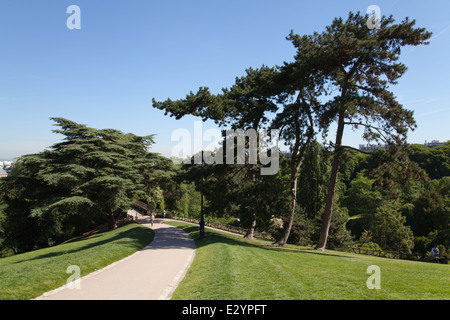 Der Parc des Buttes-Chaumont, Paris, Frankreich. Stockfoto