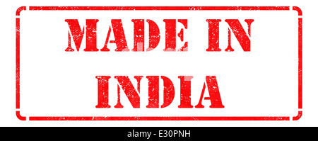 Made in India - roten Stempel. Stockfoto