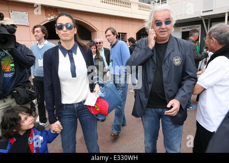 Formel 1 Monaco Grand Prix 2013 - Tag2 - Qualifying Mitwirkende: Flavio BRIATORE mit Frau Elisabetta Gregoraci und ihrem Sohn Falco Nathan Where: MONACO, Monaco bei: 25. Mai 2013 Stockfoto