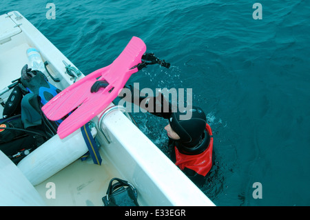 Divewoman. Inseln, Verkhovskogo, Peter der große-Bucht, Meer von Japan, Fernost, Wladiwostok, Russland Stockfoto