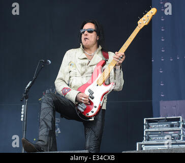 Download-Festival 2013 - Performances - Tag 2 Mitwirkende: Mitglieder Ricky Warwick Scott Gorham Damon Johnson Marco Mendoza Jimmy DeGrasso wo: Donington Park, Leicestershire, Vereinigtes Königreich bei: 15. Juni 2013 Stockfoto