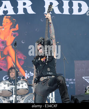 Download-Festival 2013 - Performances - Tag 2 Mitwirkende: Mitglieder Ricky Warwick Scott Gorham Damon Johnson Marco Mendoza Jimmy DeGrasso wo: Donington Park, Leicestershire, Vereinigtes Königreich bei: 15. Juni 2013 Stockfoto