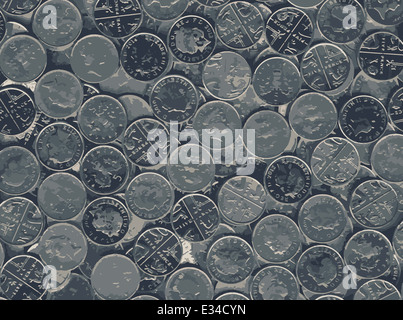 Eine Sammlung von britischen fünf Pence Münzen als Hintergrund Stockfoto