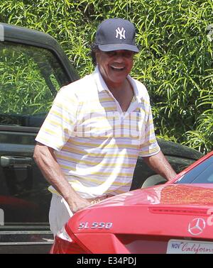 Sänger Johnny Mathis trägt eine Yankees Baseball-Cap beim Lebensmitteleinkauf West Hollywood mit: Johnny Mathis Where: Los Angeles, CA, Vereinigte Staaten von Amerika bei: 19. Juni 2013 Stockfoto