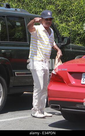 Sänger Johnny Mathis trägt eine Yankees Baseball-Cap beim Lebensmitteleinkauf West Hollywood mit: Johnny Mathis Where: Los Angeles, CA, Vereinigte Staaten von Amerika bei: 19. Juni 2013 Stockfoto