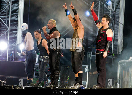 Rammstein live Höchstleistungen Bravalla Festival Featuring: Rammstein wo: Norrköping, Schweden: 27. Juni 2013 Stockfoto
