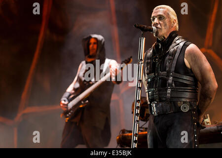 Rammstein live Höchstleistungen Bravalla Festival Featuring: Till Lindemann wo: Norrköping, Schweden: 27. Juni 2013 Stockfoto