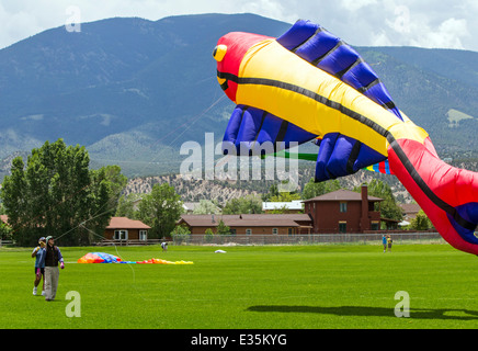 Paar fliegende Fische und Schlange geformt Drachen, die verwirrt und stürzte Stockfoto