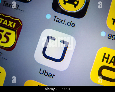 Detail der Uber-app-Icon auf dem iPhone für die Buchung von taxis Stockfoto