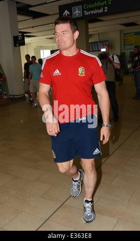 Die irische Mitglieder von The British & Irish Lions landen am Dublin Airport Featuring: Brian O' Driscoll wo: Dublin, Irland: 10. Juli 2013 Stockfoto