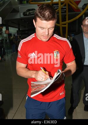 Die irische Mitglieder von The British & Irish Lions landen am Dublin Airport Featuring: Brian O' Driscoll wo: Dublin, Irland: 10. Juli 2013 Stockfoto