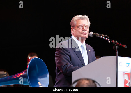 Joachim Gauck, Bundespräsidenten, bei der Eröffnung der Kieler Woche 2014, 21. Juni. Stockfoto