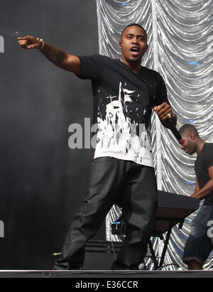 Yahoo! Wireless Festival statt, bei der Queen Elizabeth Olympic Park in Stratford - Tag 3 Featuring: Nas wo: London, Stratford, Vereinigtes Königreich bei: 14. Juli 2013 Stockfoto