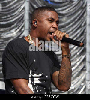 Yahoo! Wireless Festival statt, bei der Queen Elizabeth Olympic Park in Stratford - Tag 3 Featuring: Nas wo: London, Stratford, Vereinigtes Königreich bei: 14. Juli 2013 Stockfoto