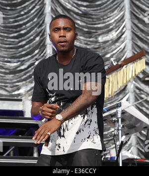 Yahoo! Wireless Festival statt, bei der Queen Elizabeth Olympic Park in Stratford - Tag 3 Featuring: Nas wo: London, Stratford, Vereinigtes Königreich bei: 14. Juli 2013 Stockfoto