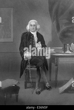 Porträt von Jonathan Trumbull sr. oder Trumble, 1710-1785, US-amerikanischer Politiker Stockfoto