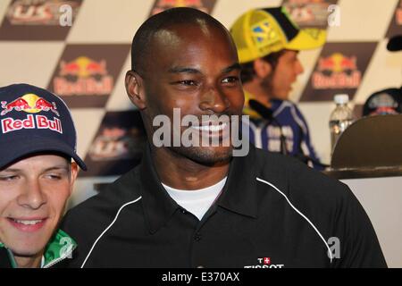 Tyson Beckford besucht die US Moto Grand Prix in Laguna Seca Raceway Monterey mit: Stefan BRADL, Tyson Beckford wo: S Stockfoto