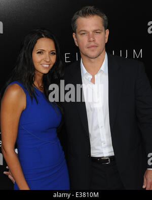 Welt-Premiere von TriStar Pictures ELYSIUM mit: Matt Damon wo: Los Angeles, CA, Vereinigte Staaten von Amerika bei: 7. August 2013 Stockfoto