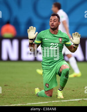 Manaus, Brasilien. 22. Juni 2014. Torhüter Beto von Portugal reagiert während der FIFA WM 2014 Gruppe G vorläufige Vorrundenspiel zwischen den USA und Portugal in die Arena der Amazonas in Manaus, Brasilien, 22. Juni 2014. Foto: Marius Becker/Dpa/Alamy Live News Stockfoto