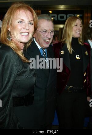 Öffnung Nacht nach der Party für den Broadway spielen Frost Nixon hielt im Tavern On the Green Restaurant.  Mitwirkende: Sarah Ferguson, Herzogin von York, David Frost, Carina Frost wo: New York, NY, Vereinigte Staaten von Amerika bei: 23. April 2007 Stockfoto