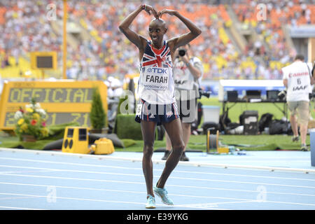 Mo Farah gewinnt die 10.000 m bei den IAAF Weltmeisterschaften mit Moskau: Mo Farah Where: Moskau, Russische Föderation bei: 10. August 2013 Stockfoto