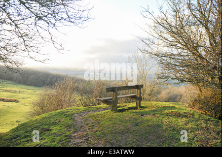 Dover-Hügel, mit Blick auf die Vale Evesham neben Chipping Campden in den Cotswolds, Gloucestershire, England, UK Stockfoto