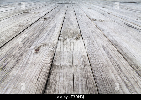 Schuss des alten Holz-Deck, Seective Fokus Zentrum hautnah Stockfoto