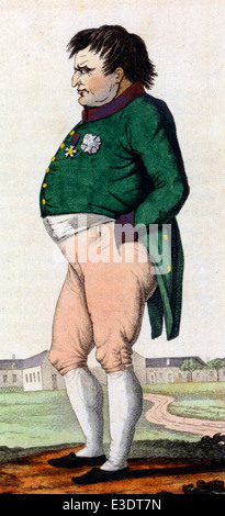 NAPOLEON BONAPARTE (1769-1821) auf der Insel Elba kurz vor seinem Tod, handkolorierten cartoon veröffentlicht in Paris im Jahre 1822 Stockfoto