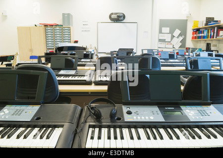 Musik-Unterricht in einem modernen Gymnasium. Stockfoto