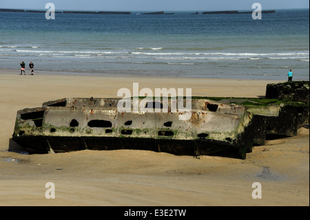 D-Day, künstliche Hafen von Arromanches, Mulberry Harbour, Landung Strand, Calvados, Normandie, Normandie, Frankreich Stockfoto