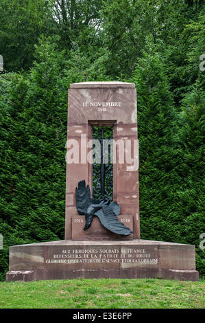 WW1-Alsace-Lorraine-Denkmal an der Lichtung Rethondes / Lichtung des Waffenstillstandes / Clairière de l'Armistice bei Compiègne, Frankreich Stockfoto