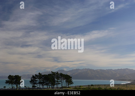 Aussicht auf South Bay Kaikoura Christchurch in Canterbury, Südinsel, Neuseeland. Stockfoto