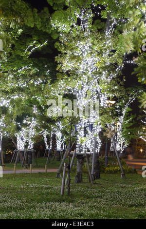 LED-Anzeige am Baum (Gartendekoration) Stockfoto