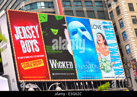 Broadway-Shows Musicals Billboard, New York-Manhattan Stockfoto