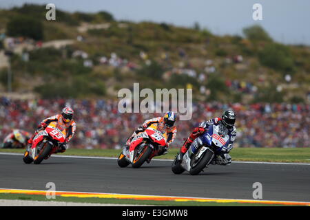 Moto2-GP-Valencia - mit: Dani PEDROSA, Jorge LORENZO, Marc MARQUEZ wo: VALENCIA, Spanien bei: 10. November 2013 Stockfoto