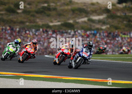 Moto2-GP-Valencia - mit: Dani PEDROSA, Jorge LORENZO, Marc MARQUEZ wo: VALENCIA, Spanien bei: 10. November 2013 Stockfoto