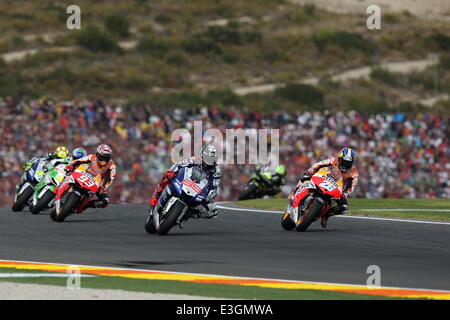 Moto2-GP-Valencia - mit: Dani PEDROSA, Jorge LORENZO, Marc MARQUEZ wo: VALENCIA, Spanien bei: 10. November 2013 Stockfoto