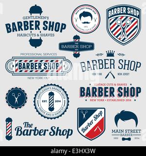 Satz von Vintage Barber Shop Grafiken und Symbole Stock Vektor