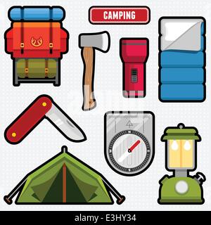 Satz von camping Ausrüstung Grafiken und Symbole Stock Vektor