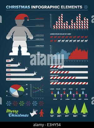 Satz von Weihnachten Infografik Diagramme, Icons und Design-Elemente Stock Vektor