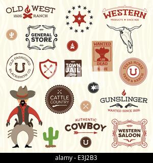 Vintage American old West westlichen Designs und Grafiken Stock Vektor