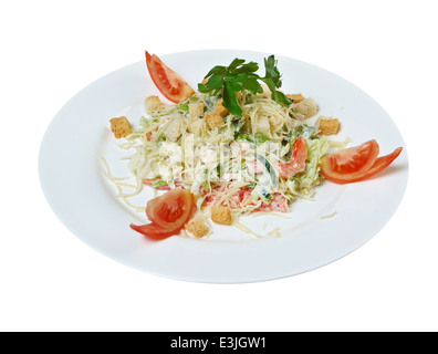 Caesar Salat zubereitet auf klassischen recipe.closeup isoliert auf weißem Hintergrund. Stockfoto