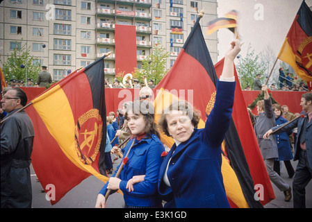 Mai Demonstration, East Berlin, DDR, 70 s Stockfoto