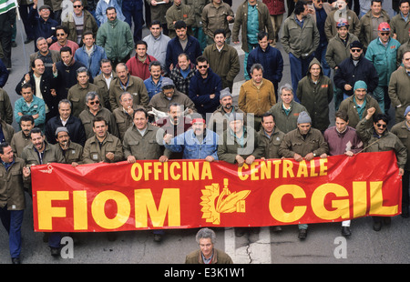 Ilva Arbeiter Demonstration, 1993 Stockfoto