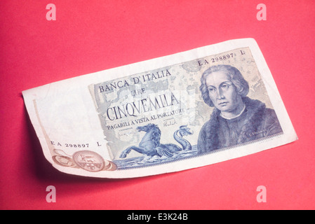 fünftausend italienische Lire, Cristoforo Colombo, 1964-1971 Stockfoto