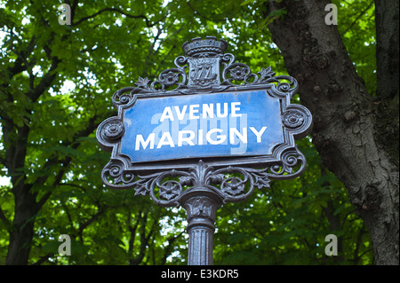 Avenue Marigny Schild Straße in der Stadt Paris Stockfoto