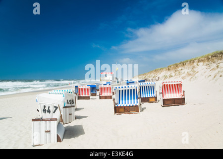 Korbsessel Strand in der Nähe von Kampen auf Sylt, Deutschland Stockfoto