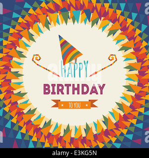 Alles Gute zum Geburtstag Grußkarte auf bunten geometrischen abstrakten Hintergrund Stockfoto