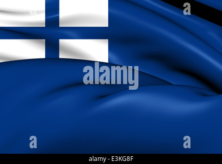 Griechische Handelsmarine Flagge (1822-1828). Hautnah. Stockfoto