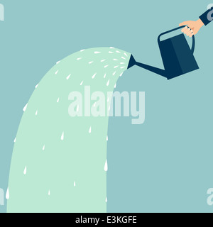 Hand mit einer Gießkanne mit Wasser. Business-Konzept Stockfoto
